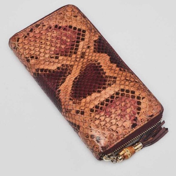 Gucci Multicolor Python Bamboo Tassel Zippy Wallet - Picture 2 of 9